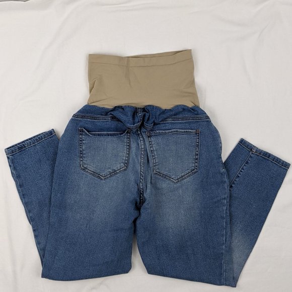 Indigo Blue Embroidered Maternity Jeans Sz L - Picture 2 of 3